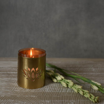 Roshni Lotus Pillar Candle Holder 4 inches