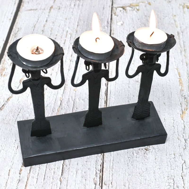 Black Wrought Iron Candle Stand| Tea Light Candle Holder|Wrought Iron|Handmade |Anniversary gift|Housewarming present